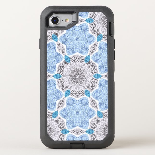 Blue Black Zebra Pattern Otterbox iPhone Case (Back)