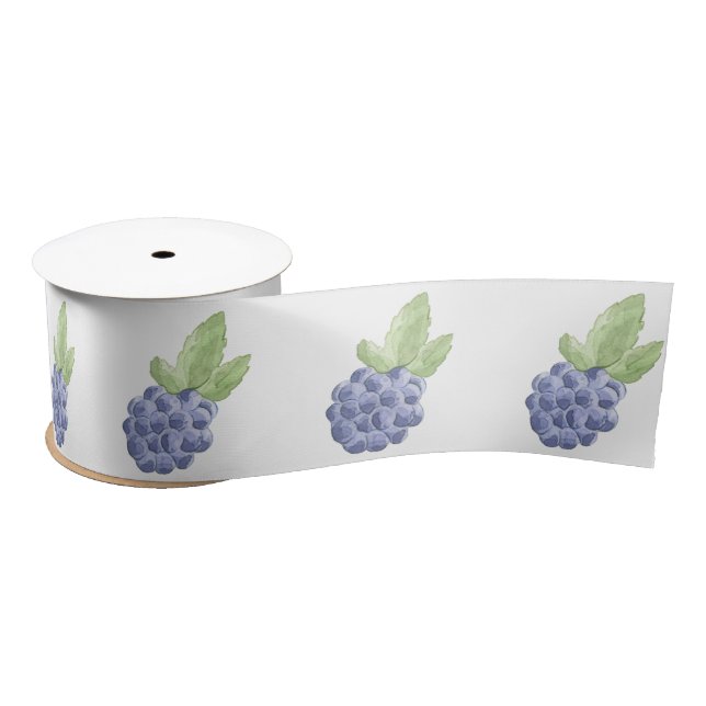 Blue blackberry fruit satin ribbon (Spool)