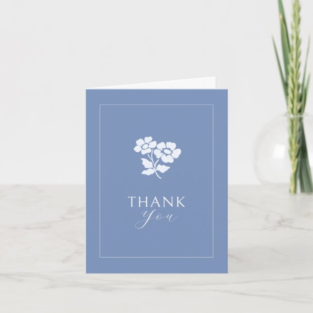Blue Blank | Blue Floral Folded Thank You Wedding (Front)