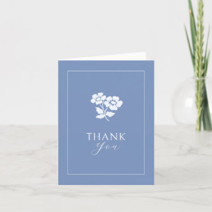 Blue Blank Blue Floral Folded Thank You Wedding