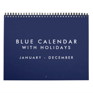 Blue Blank Calendar With Holidays 12 Months
