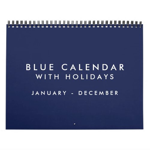 Blue Blank Calendar With Holidays 12 Months