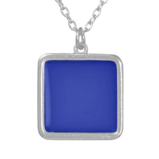 Blue Blank Plain DIY add text quote photo image Silver Plated Necklace