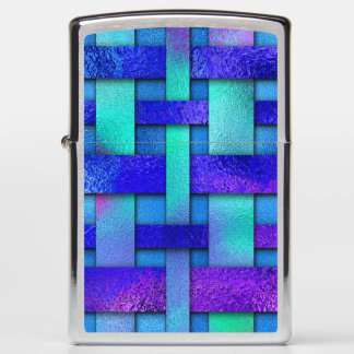 Blue Blaze Faux Metallic Paint Weaved Effect Zippo Lighter