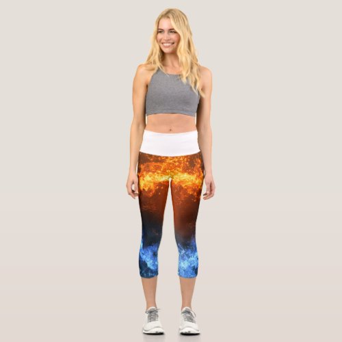 Blue Blaze Leggings Ignite Your Style with Fiery Capri Leggings