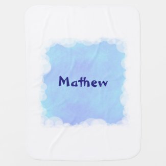 Blue Blends White Clouds Personalized Baby Blanket