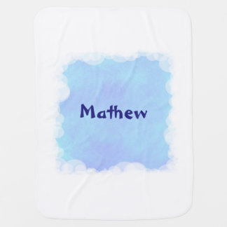 Blue Blends White Clouds Personalized Baby Blanket