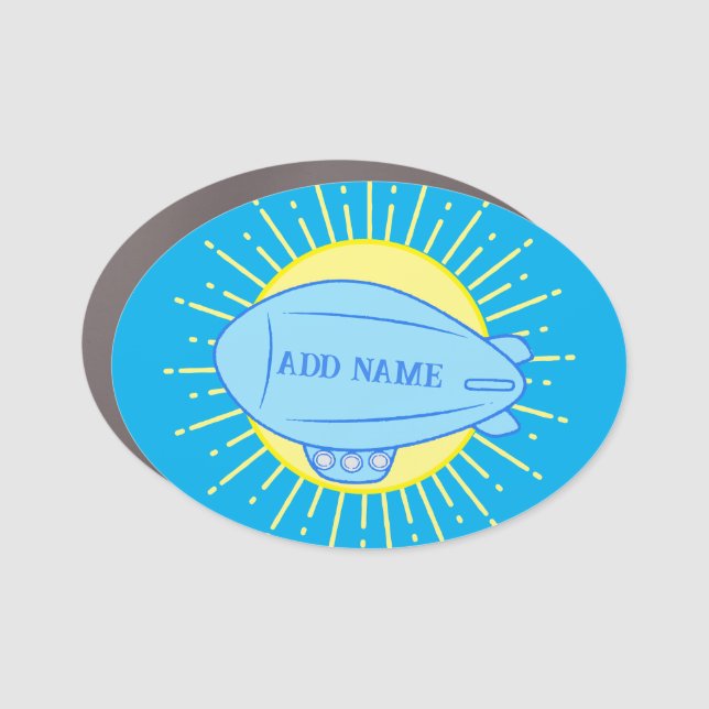 Blue Blimp Balloon Custom Car Magnet (Front)