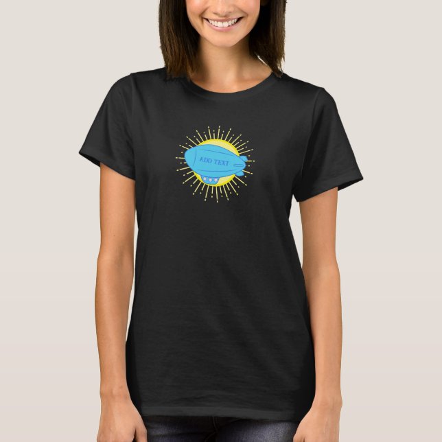 Blue Blimp Balloon Custom T-Shirt (Front)