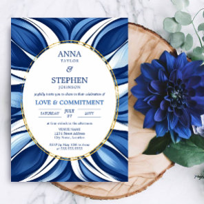Blue Bliss Organic Floral Commitment Ceremony Invitation