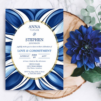 Blue Bliss Organic Floral Commitment Ceremony Invitation