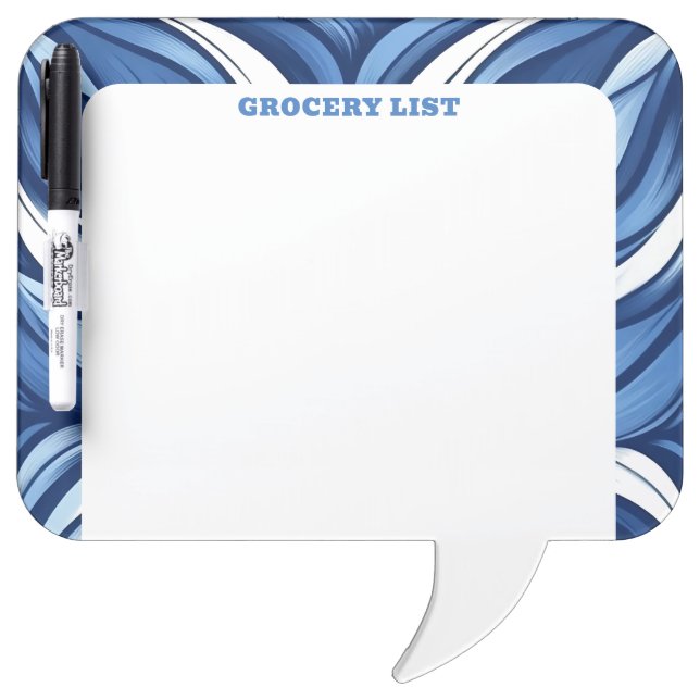 Blue Bliss Organic Floral Personalized Dry Erase Board (Front)