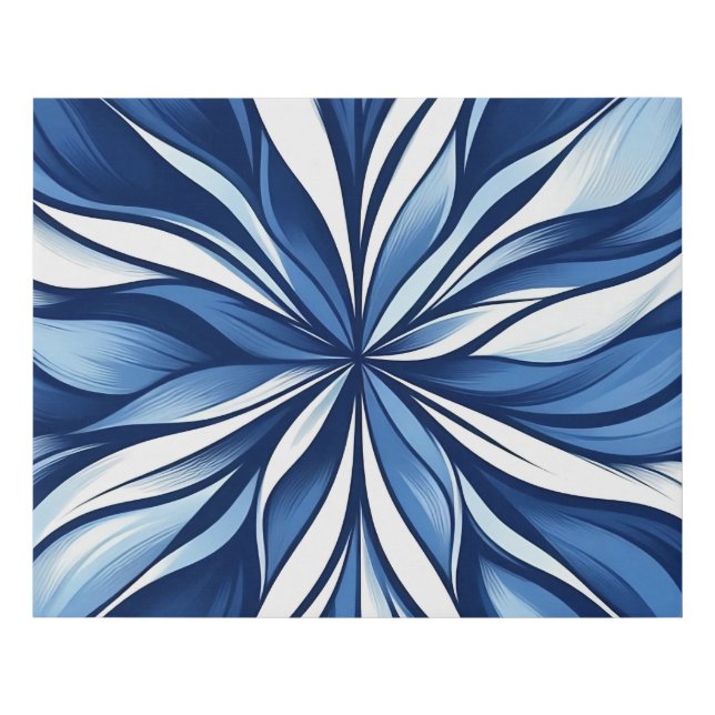 Blue Bliss: Organic Psychedelic Floral Faux Canvas Print (Front)