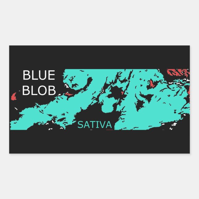BLUE BLOB SATIVA RECTANGULAR STICKER (Front)