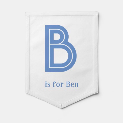 Blue Block Letter Monogram Initial Personalized Pennant