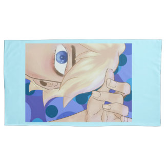 Blue blonde hair boy semi realism artstyle pillow case