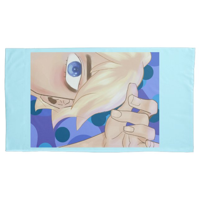 Blue blonde hair boy semi realism artstyle pillow case (Front)