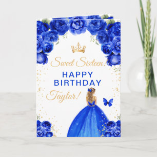 Blue Blonde Hair Girl Sweet Sixteen Birthday Card