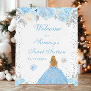 Blue Blonde Hair Girl Sweet Sixteen Welcome Foam Board