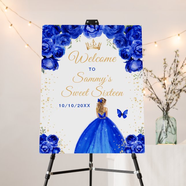 Blue Blonde Hair Princess Sweet Sixteen Welcome Foam Board (In Situ (Stand))
