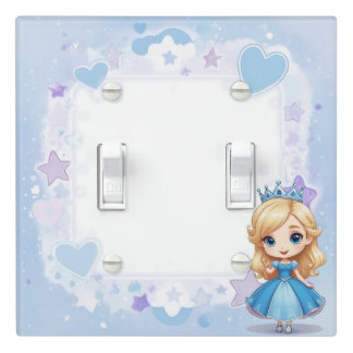 Blue Blonde Princess Cute Kawaii Girls Room Light Switch Cover