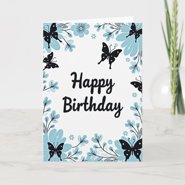 Blue Bloom Birthday Card (Front)