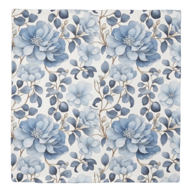 Blue Bloom – Floral Duvet Cover (Front)