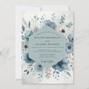 Blue Bloom Wedding Invitation
