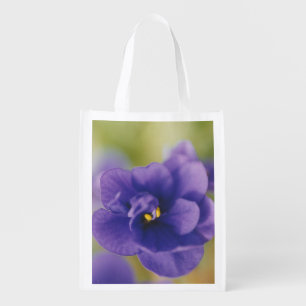 Blue Blooming flower of Violet Saintpaulia Zoomed Grocery Bag