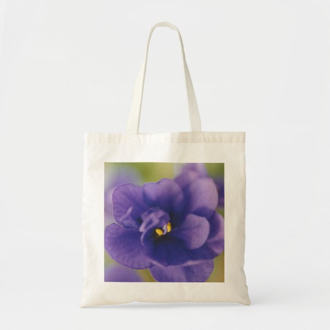 Blue Blooming Flower of Violet Saintpaulia Zoomed Tote Bag (Front)
