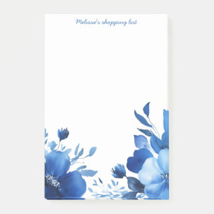Blue Blooms Grocery Shopping List CUSTOM Post-it Notes