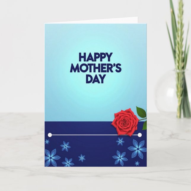 Blue Blooms Mothers Day Card (Front)