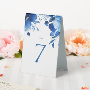 Blue Blooms Watercolor BAT MITZVAH CUSTOM  Table Tent