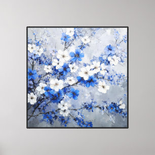 Blue Blossom Branches Abstract Floral Art Canvas Print