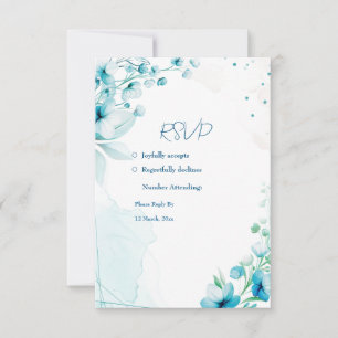 Blue Blossom & Breeze Wedding RSVP Card