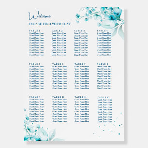 Blue Blossom & Breeze Wedding Seating Charts Foam Board