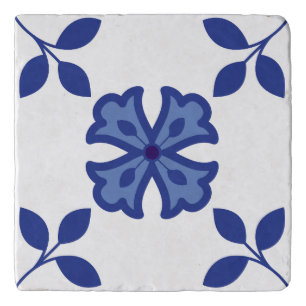 Blue Blossom Elegance Tile Trivet