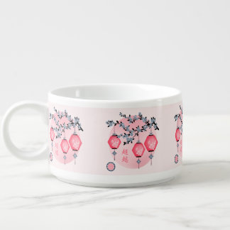 Blue blossom lanterns "Rise above" Asian design Bowl