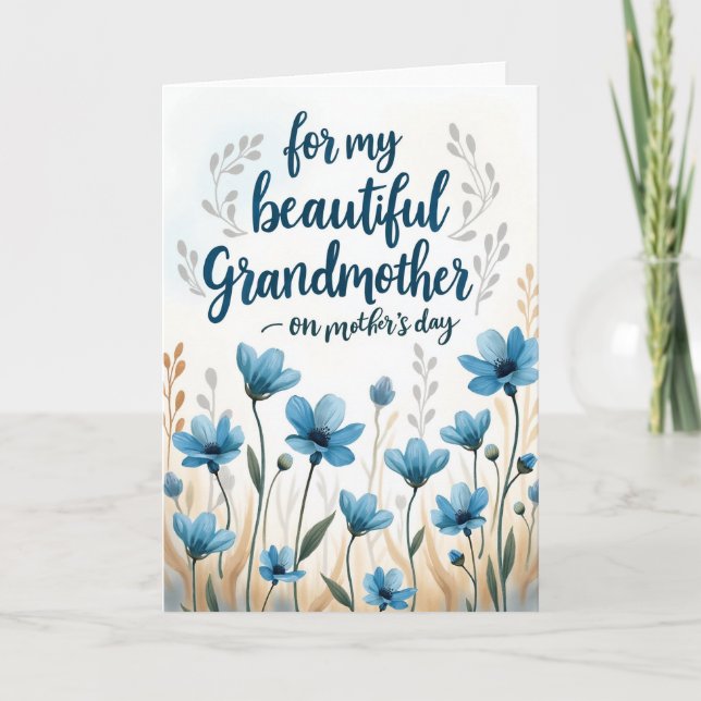 Blue Blossom Mothers Day Art Card (Front)