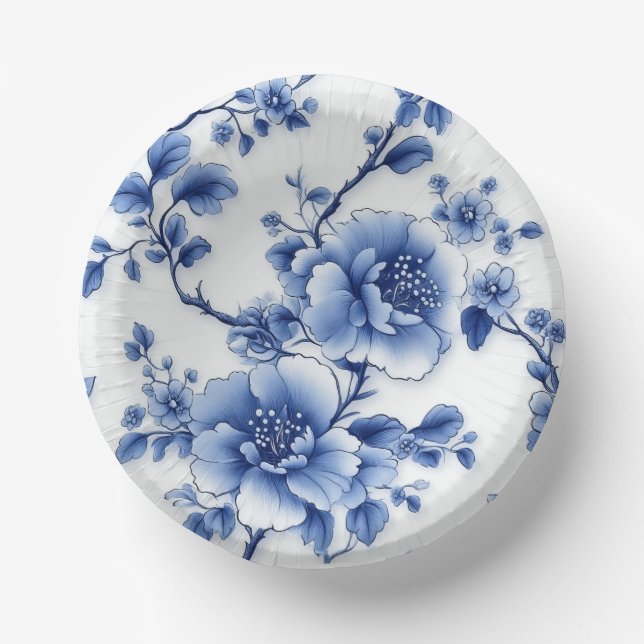 Blue Blossom Paper Plate Paper Bowls (Front)
