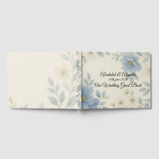 Blue Blossom Wedding Guest Book – Personalized
