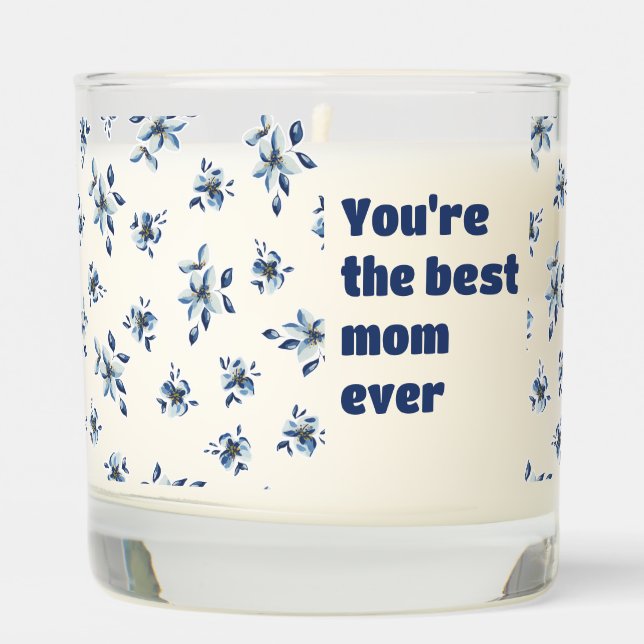 Blue Blossoms Custom – Mother’s Day Personalized  Scented Candle (Left)