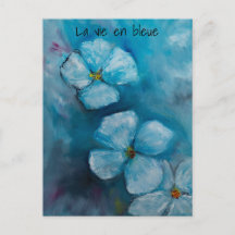 Blue blossoms "la vie en bleue" postcard