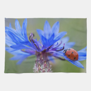 Blue Blossoms Ladybug Peace Love Destiny Art  Vine Kitchen Towel