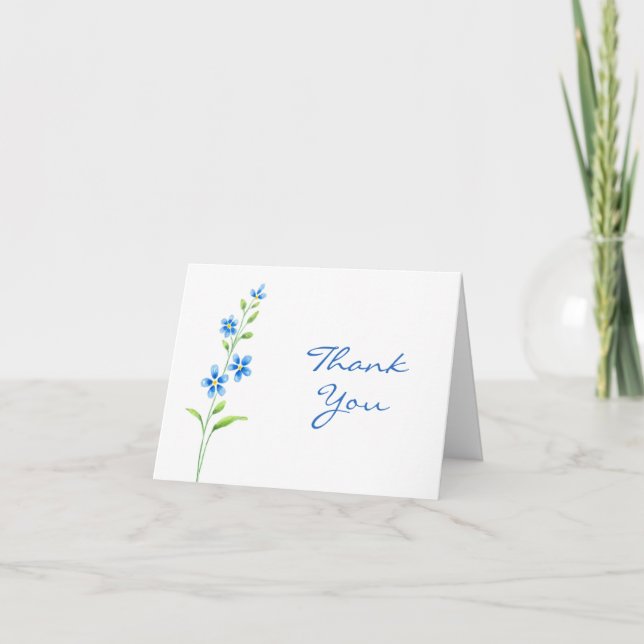 Blue Blossoms Letterpress Thank You Card (Front)