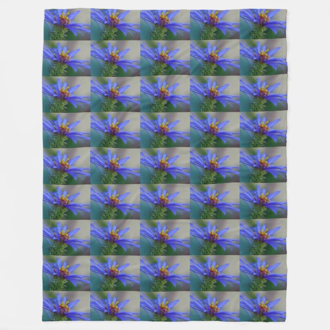 blue blossoms meadow fields garden petals vines fleece blanket (Front)