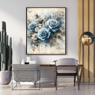 "Blue Blossoms Poster - Stunning Floral Background
