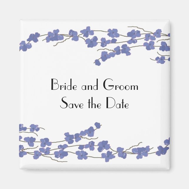 Blue  Blossoms Save the Date Magnet (Front)