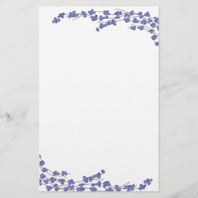 Blue Blossoms Stationery (Front)