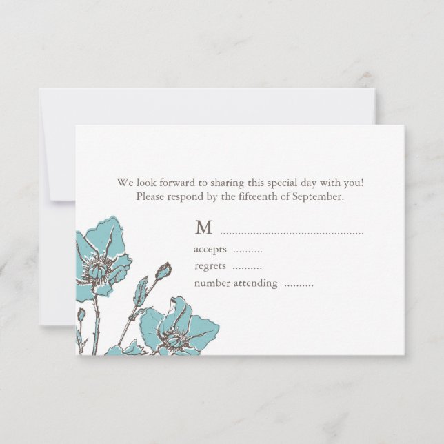 Blue Blossoms Wedding RSVP Cards (Front)